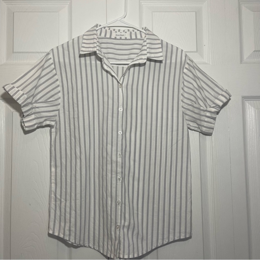 Market White and Gray Striped Casual Shirt size XS